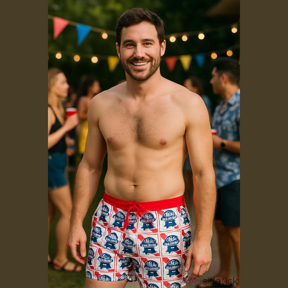 Pabst Blue Ribbon Other - Pabst Beer Swim Trunks Red White & Blue  3XL Pool Beach Party Novelty
